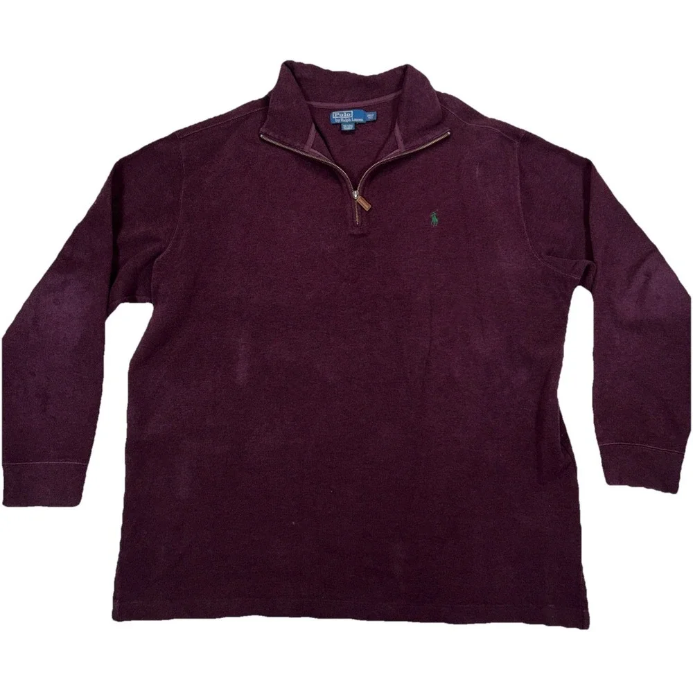 Polo Ralph Lauren 1/4 Zip Heathered Maroon Mens 2XLT Shirt